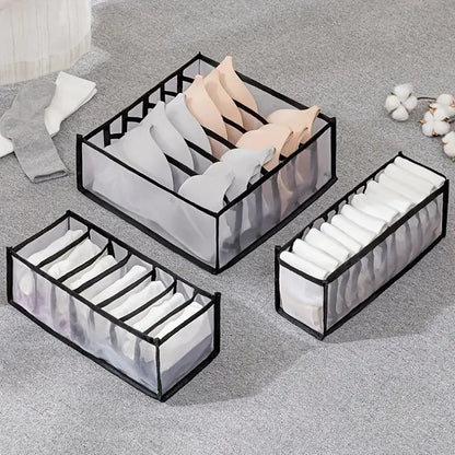 Foldable Plaid Underwear Storage Boxes