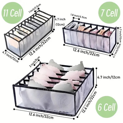 Foldable Plaid Underwear Storage Boxes