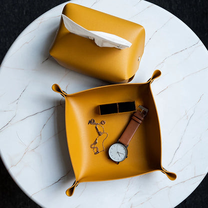 Leather Foldable Tray Storage Box