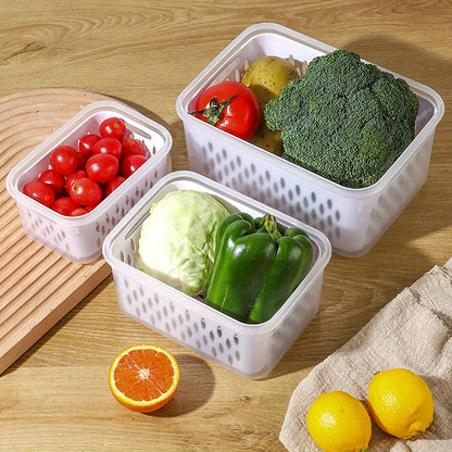 Fridge Storage Box with Drain Basket