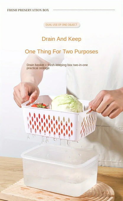 Fridge Storage Box with Drain Basket