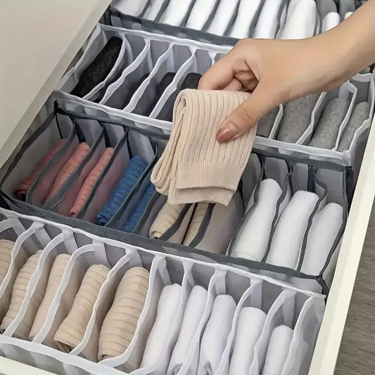 Foldable Plaid Underwear Storage Boxes